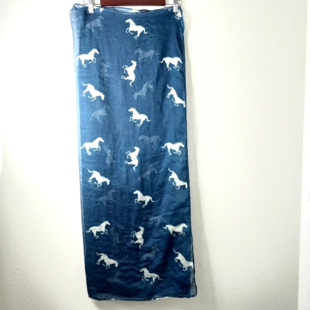 The Royal Standard All Over Horse Pattern Gauze Scarf 41x68